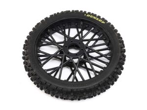 Losi Dunlop MX53 Front Tire Mounted, Black: Promoto-MX