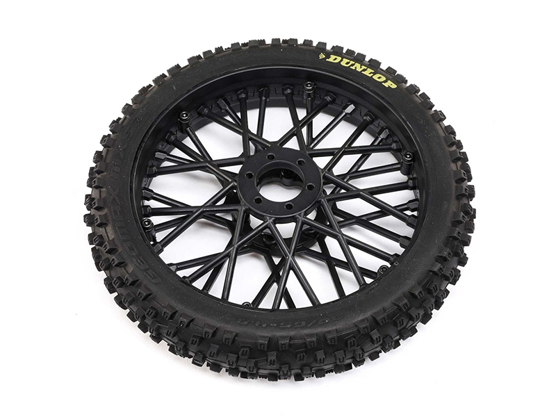 Losi Dunlop MX53 Front Tire Mounted, Black: Promoto-MX