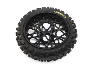Losi Dunlop MX53 Rear Tire Mounted, Black: Promoto-MX