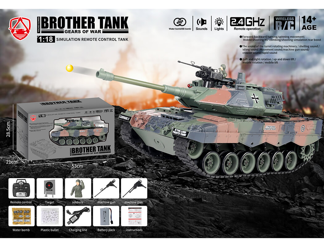 BROTHER TANK RC TANK GERMAN LEOPARD 2 CAMO 1:18 BT-822 - Image 14