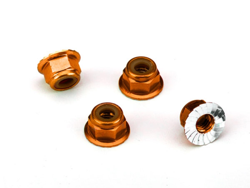 Traxxas 4mm Flanged Nylon Locking Nuts Orange TRX1747T