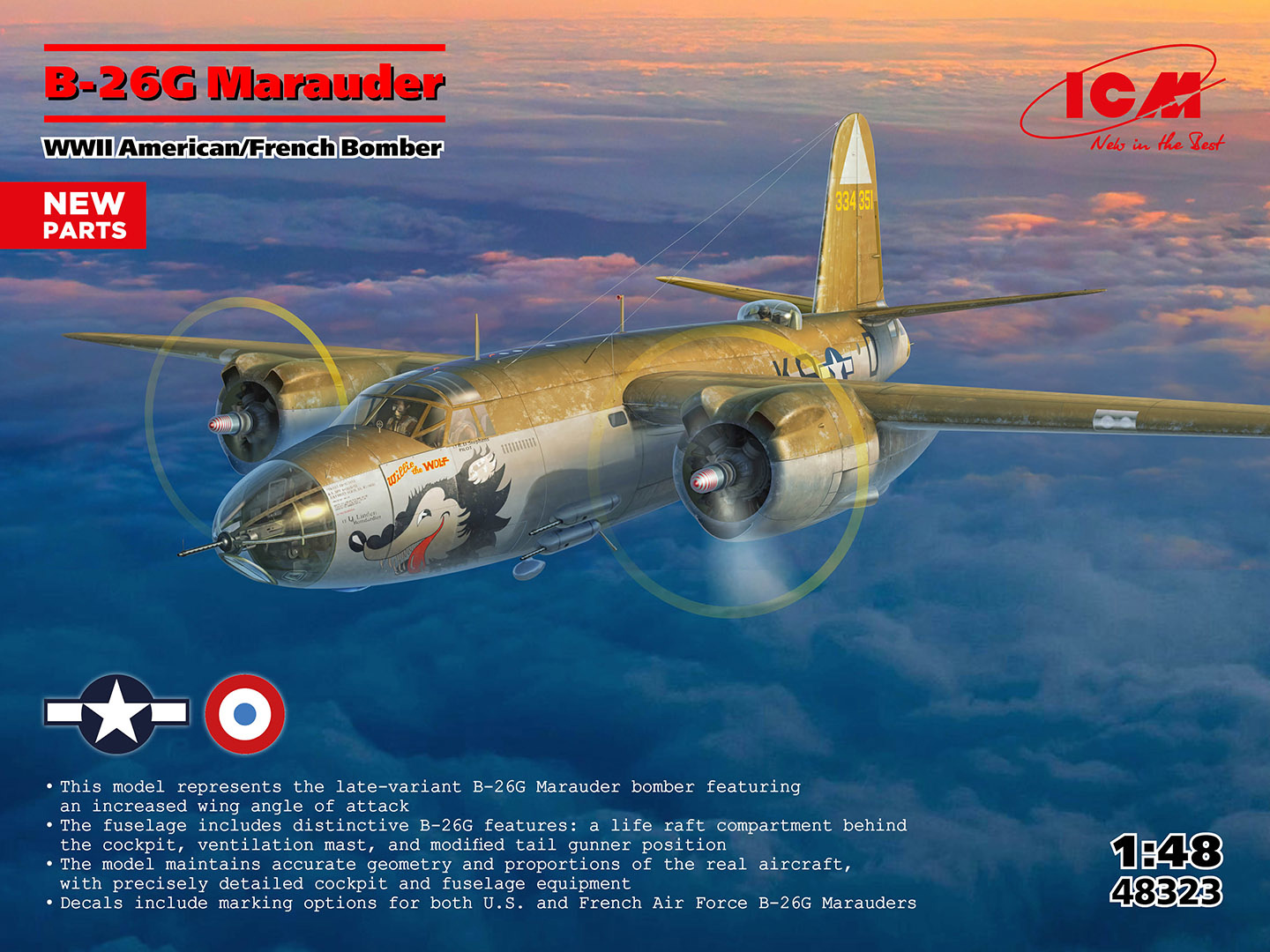 ICM B-26G Marauder, WWII American/French Bomber 1/48 ICM48323 - Image 12