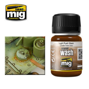 LIGHT RUST WASH Enamel type wash for modelling. 35 ml Jars Light rust wash, ideal for rust effects on all kind of surfaces. Perfect for any rust effects on all surfaces. Apply on details and remove excess with a clean brush moist in Enamel Thinner.