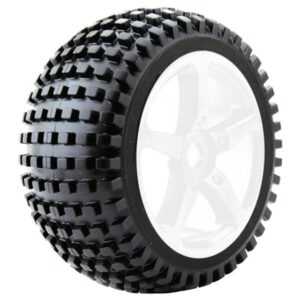 Fastrax 1/8 Truggy Rock mounted on 5 Spoke White 0 Offset (pr) FAST1094W-0