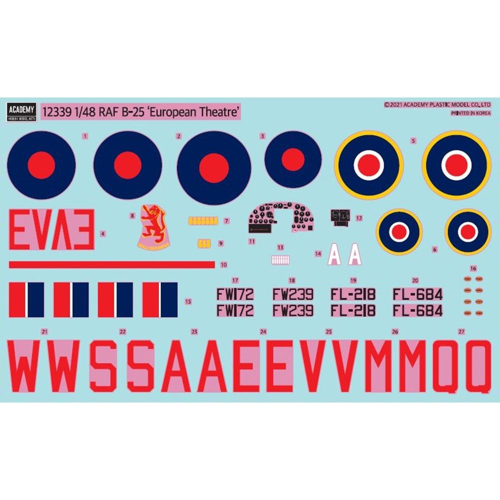 Academy British RAF B-25C/D European Theatre 1/48 12339