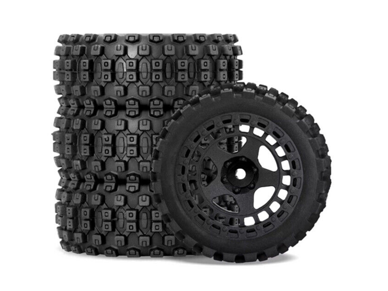RC Overhaul Mud Block, Tyre with Black Rim Set, 1/18 Typhon G-RCO-AR034