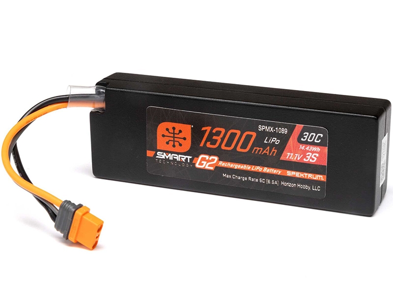 Spektrum 11.1V 1300mAh 3S 30C Smart G2 LiPo Battery: IC2