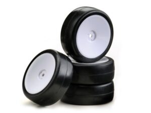 Absima Disc Wheel with Slick Tyres 1:10 Touring Car (4) - White 2510007