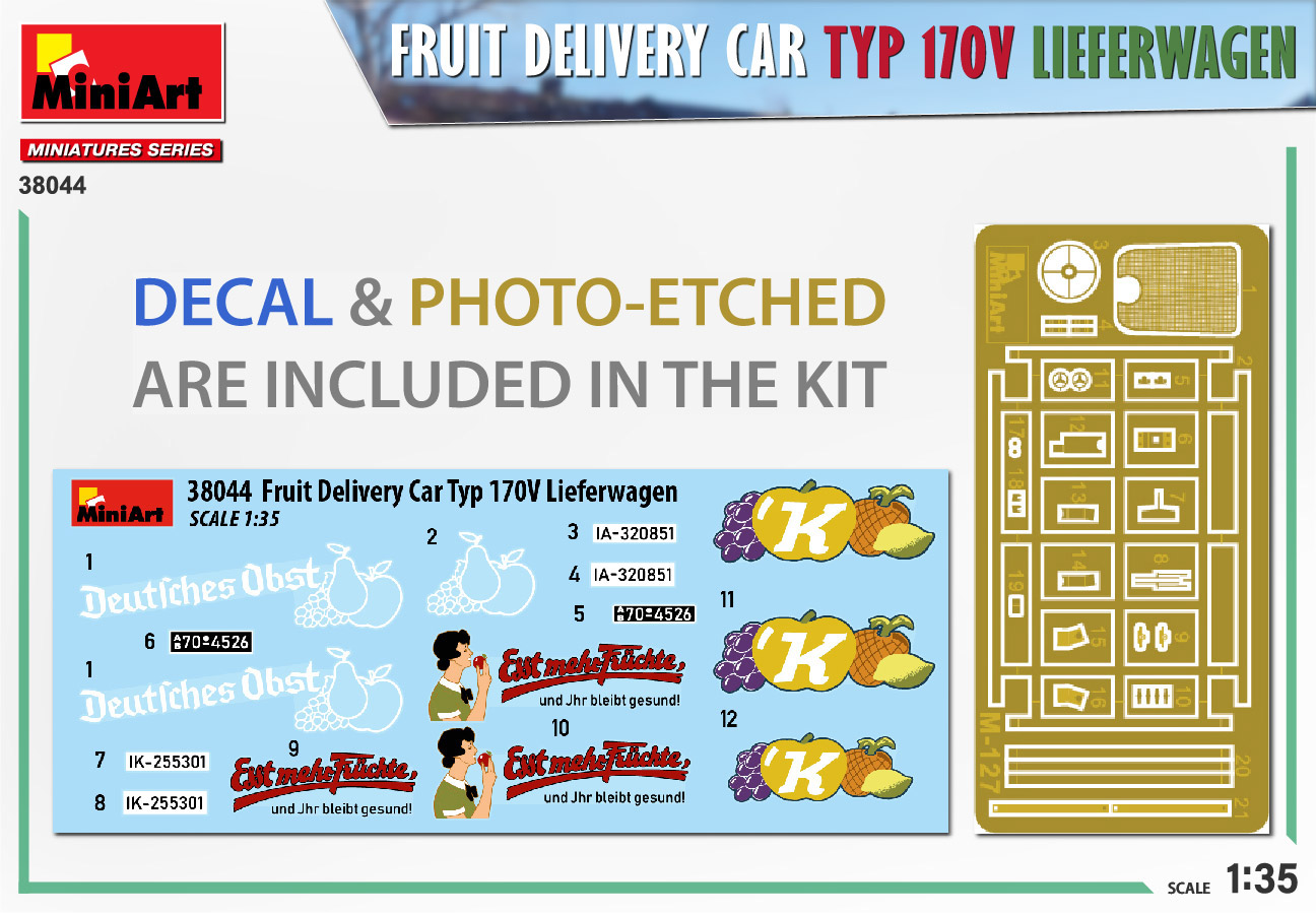 Miniart FRUIT DELIVERY VAN TYP 170V LIEFERWAGEN 1/35 MIN38044 - Image 5