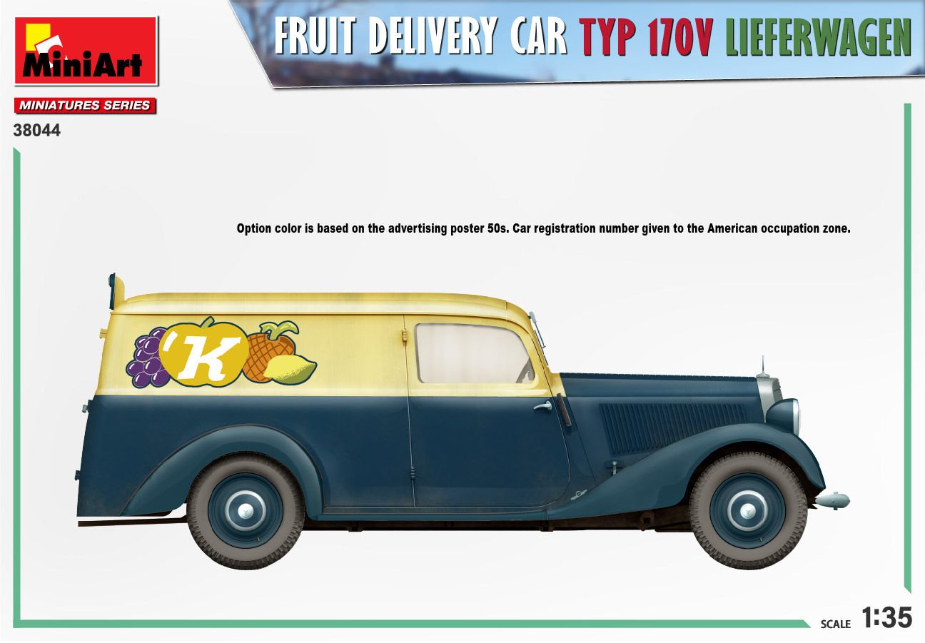Miniart FRUIT DELIVERY VAN TYP 170V LIEFERWAGEN 1/35 MIN38044 - Image 2