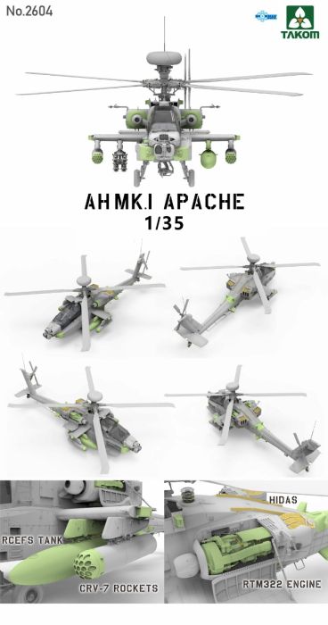 Takom 1/35 British Army AH Mk 1 Apache Longbow Attack Helicopter PKTAK02604 - Image 2