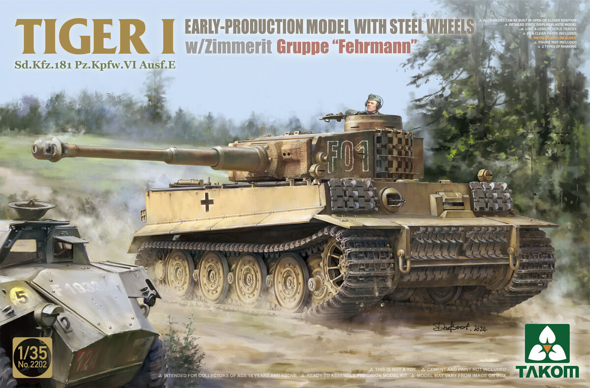 Takom 1/35 Tiger I Early Tank w/Zimmerit Gruppe Fehrmann PKTAK02202 - Image 7