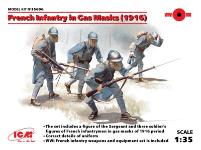 ICM 1/35 French Infantry In Gas Masks (1918) 4 Figures   ICM35696