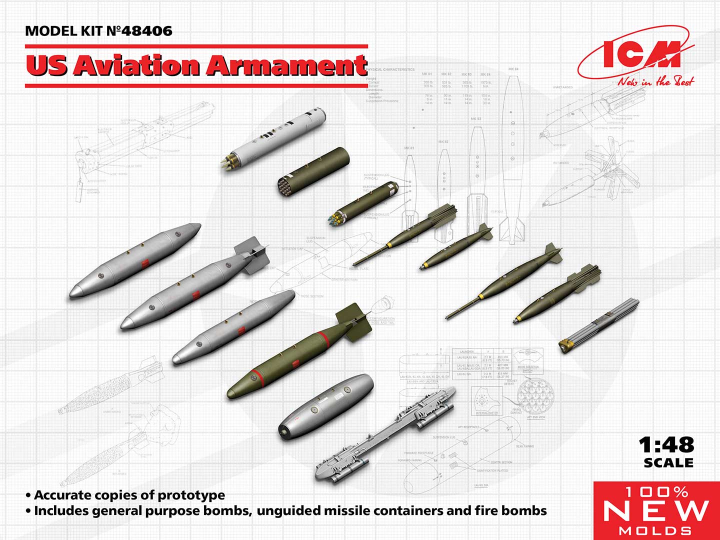 ICM U.S. Aviation Armament (Bombs & Missiles) 1:48 ICM48406