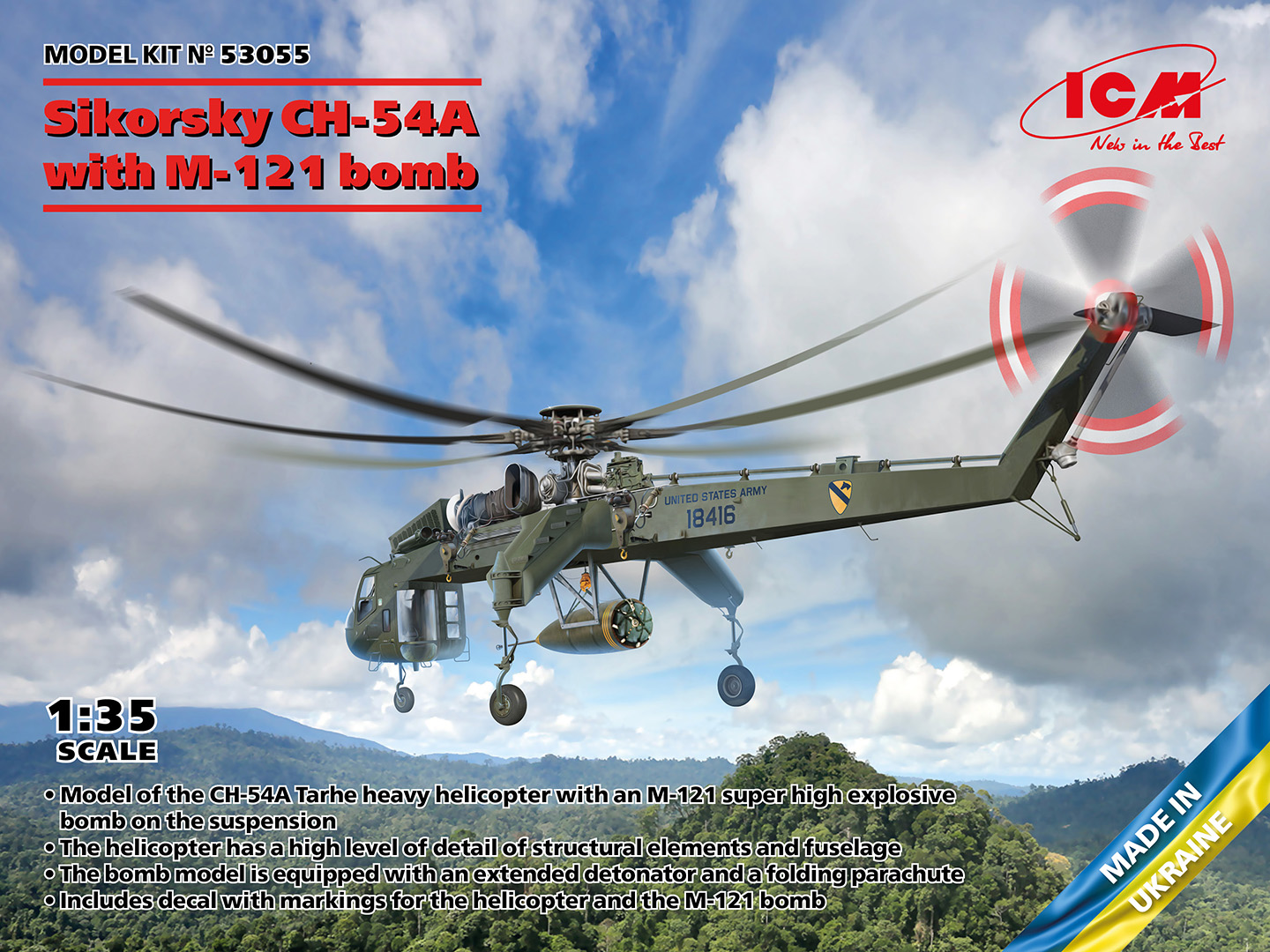 ICM Sikorsky CH-54A Tarhe with M-121 bomb 1:35 ICM53055