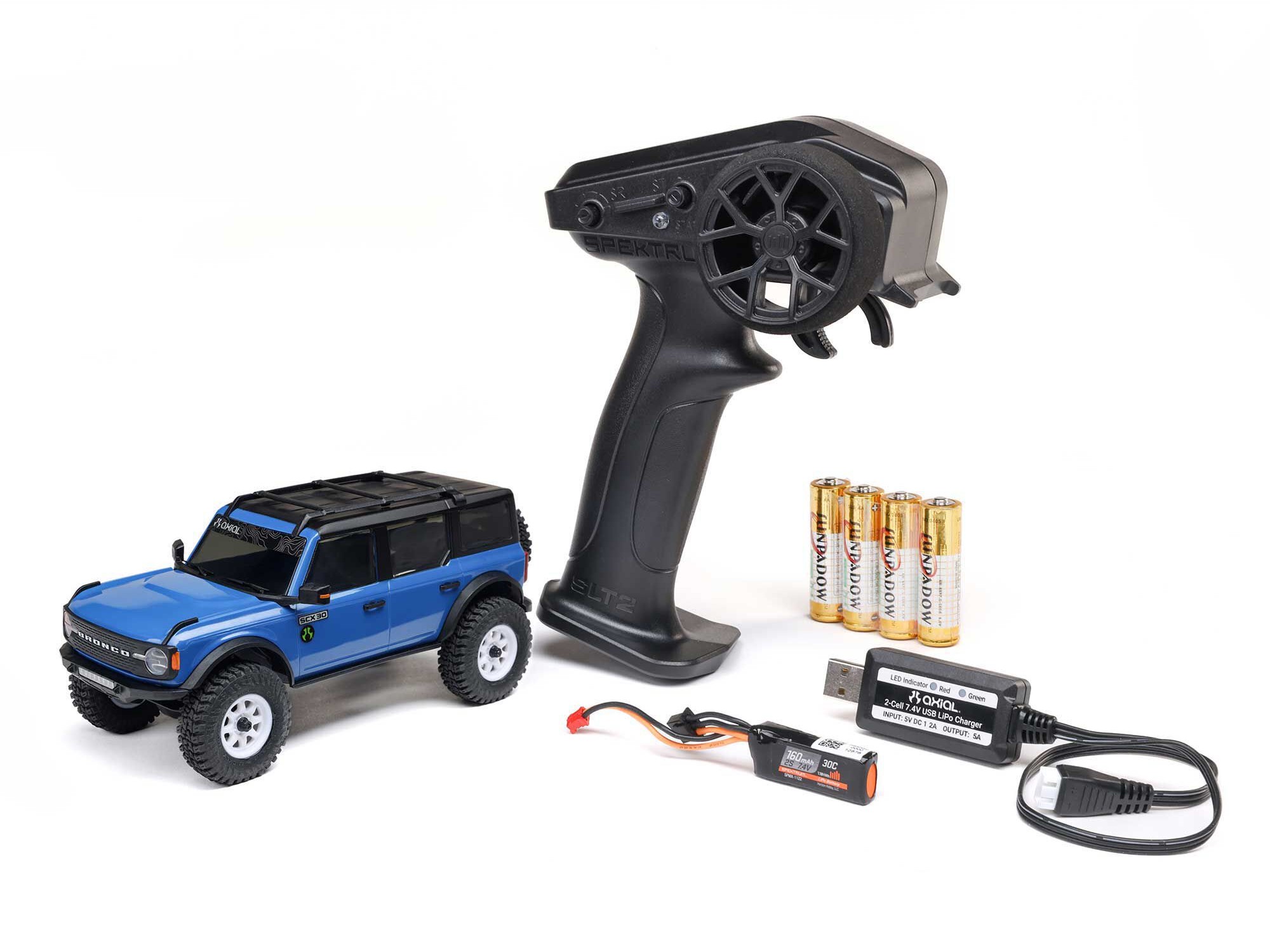 Axial 1/30 SCX30 Ford Bronco 4X4 RTR Brushed Rock Crawler Blue C-AXI-2048T1 - Image 2