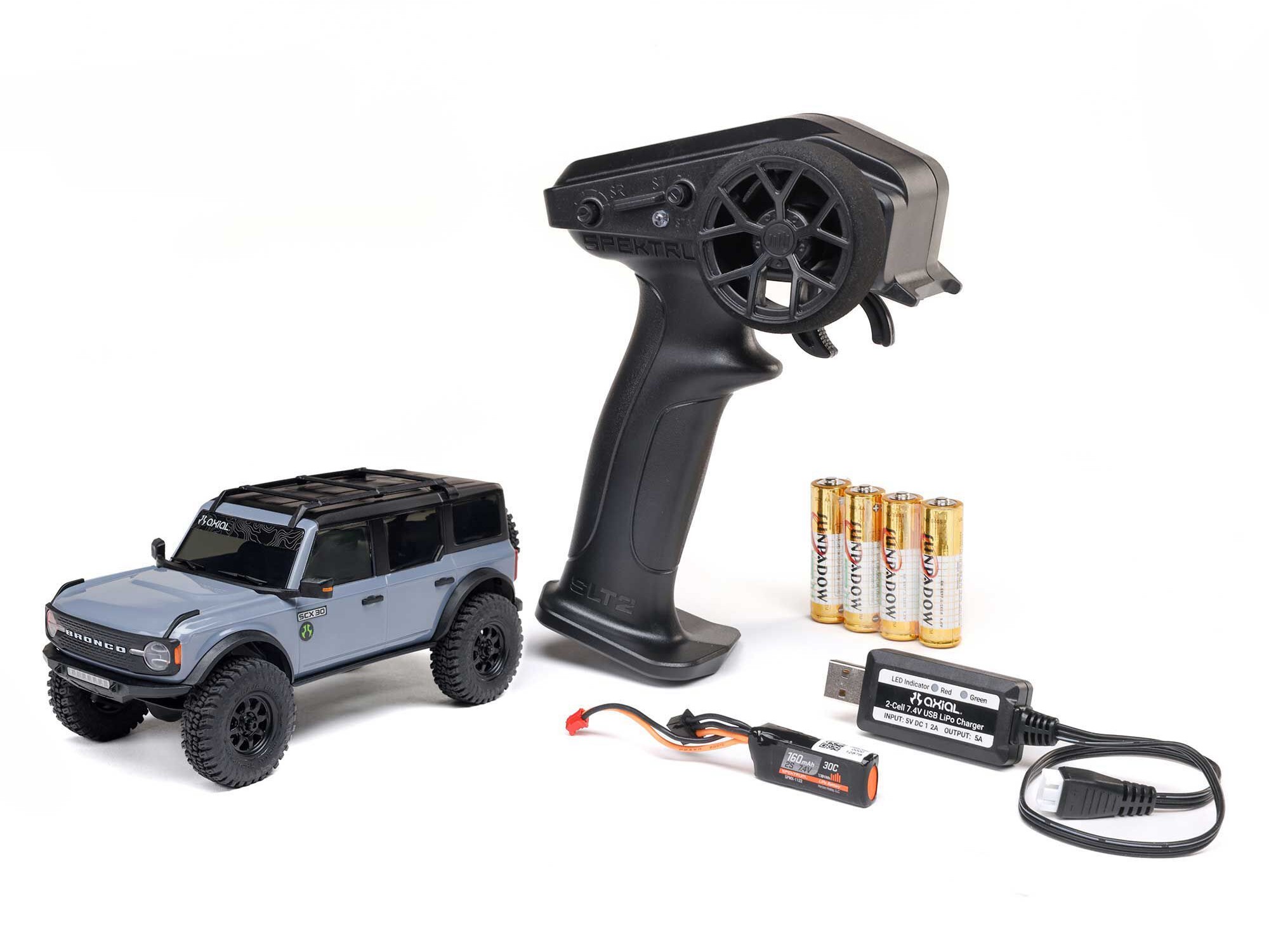 Axial 1/30 SCX30 Ford Bronco 4X4 RTR Brushed Rock Crawler Grey C-AXI-2048T2 - Image 2