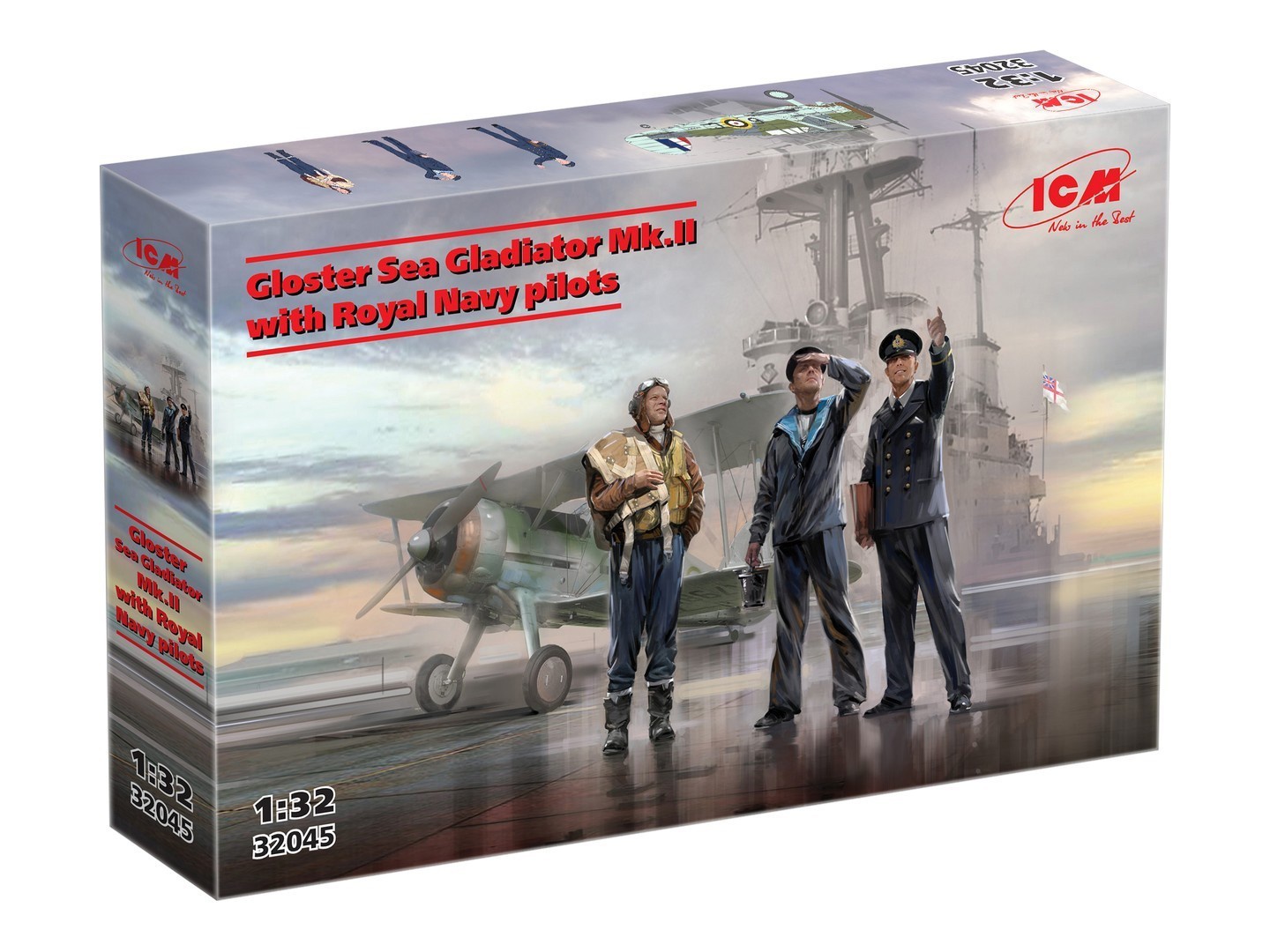 ICM Gloster Sea Gladiator Mk.II with 3 Royal Navy Pilot Figures 1:32 ICM32045