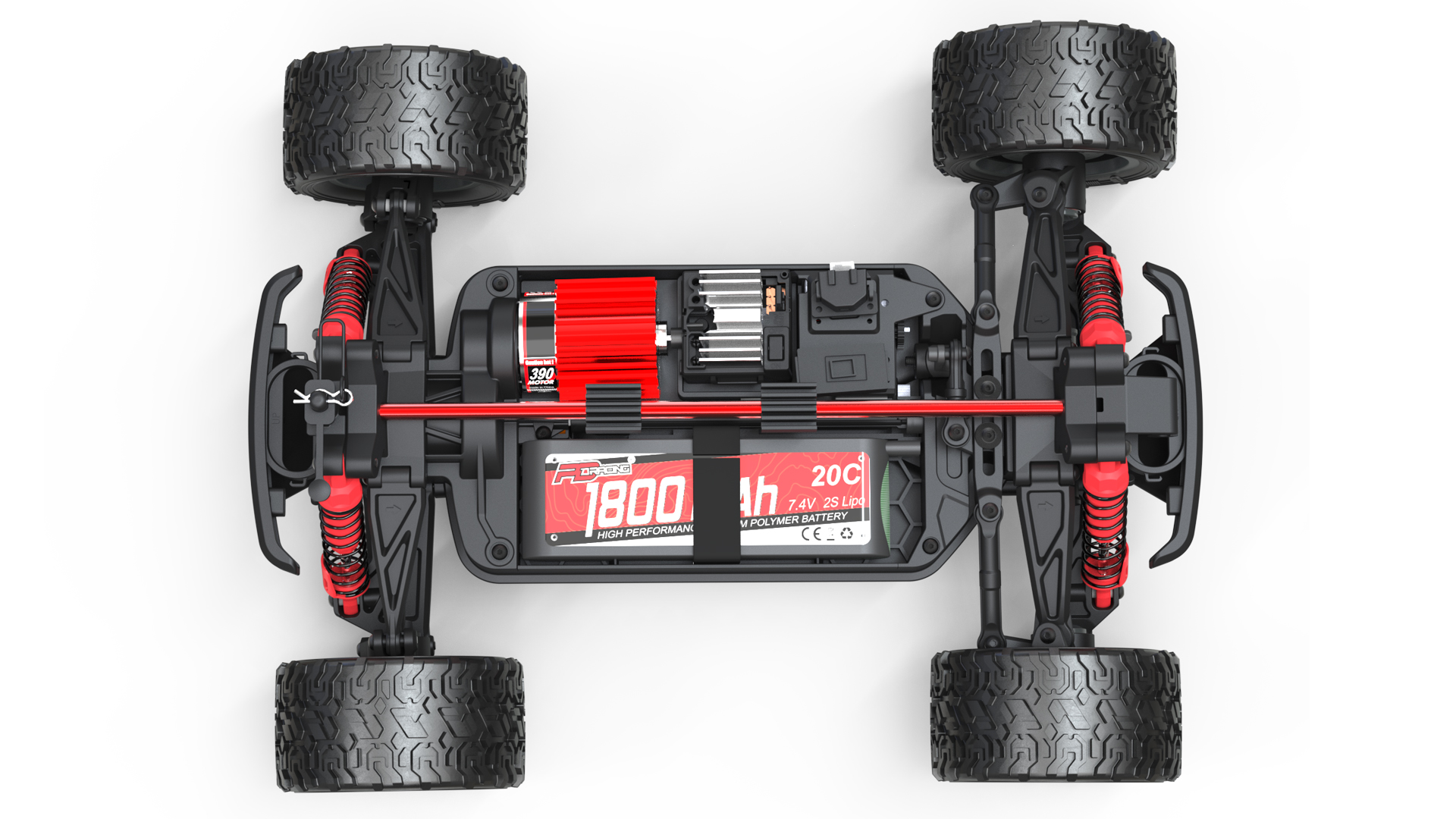 PD Racing 1:16 Radio Control TK16 Brushed Truck PD303T-RED - Image 5