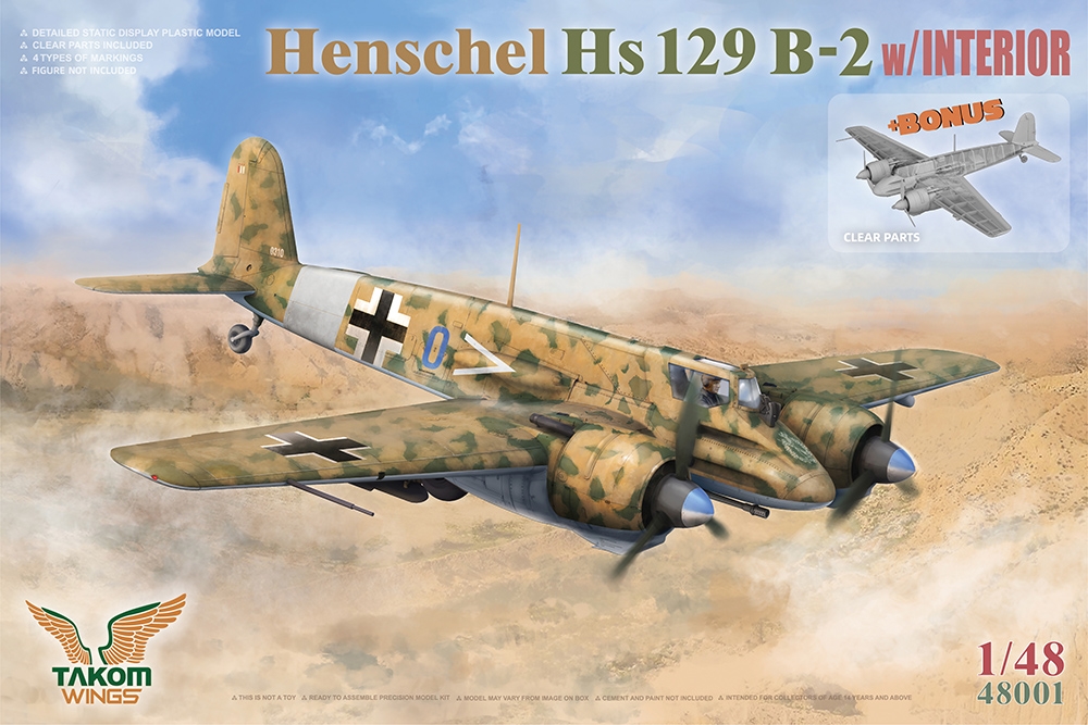 Takom 1/48 German Air Force Henschel Hs 129 B-2 Ground Attack Aircraft PKTAK48001