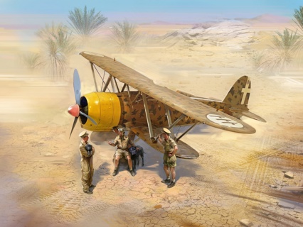 ICM CR. 42 Falco with Italian Pilots In Tropical Uniform (3 Figures & 2 Dogs) 1:32 ICM32025
