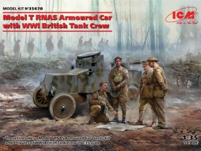 ICM Model T RNAS Armoured Car with 4 WWI British Tank Crew Figures 1:35 ICM35670